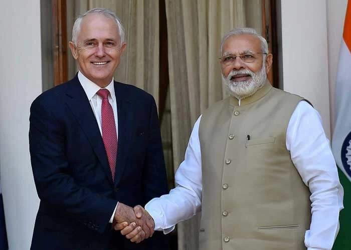 PM Trunbull shaking hands with PM Modi
