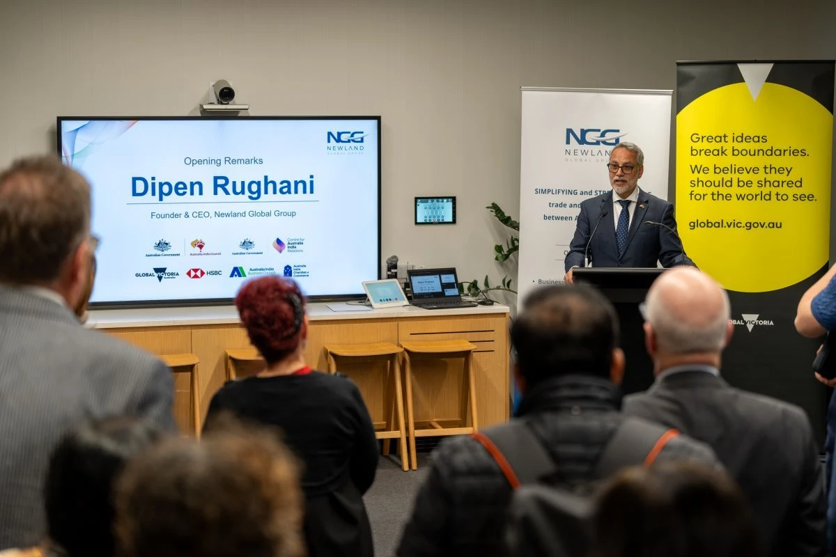 Dipen Rughani addressing at Case studies compendium launch in Victoria
