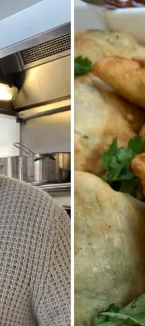 Prime Minister Scott Morrison making Indian samosa before virtual summit