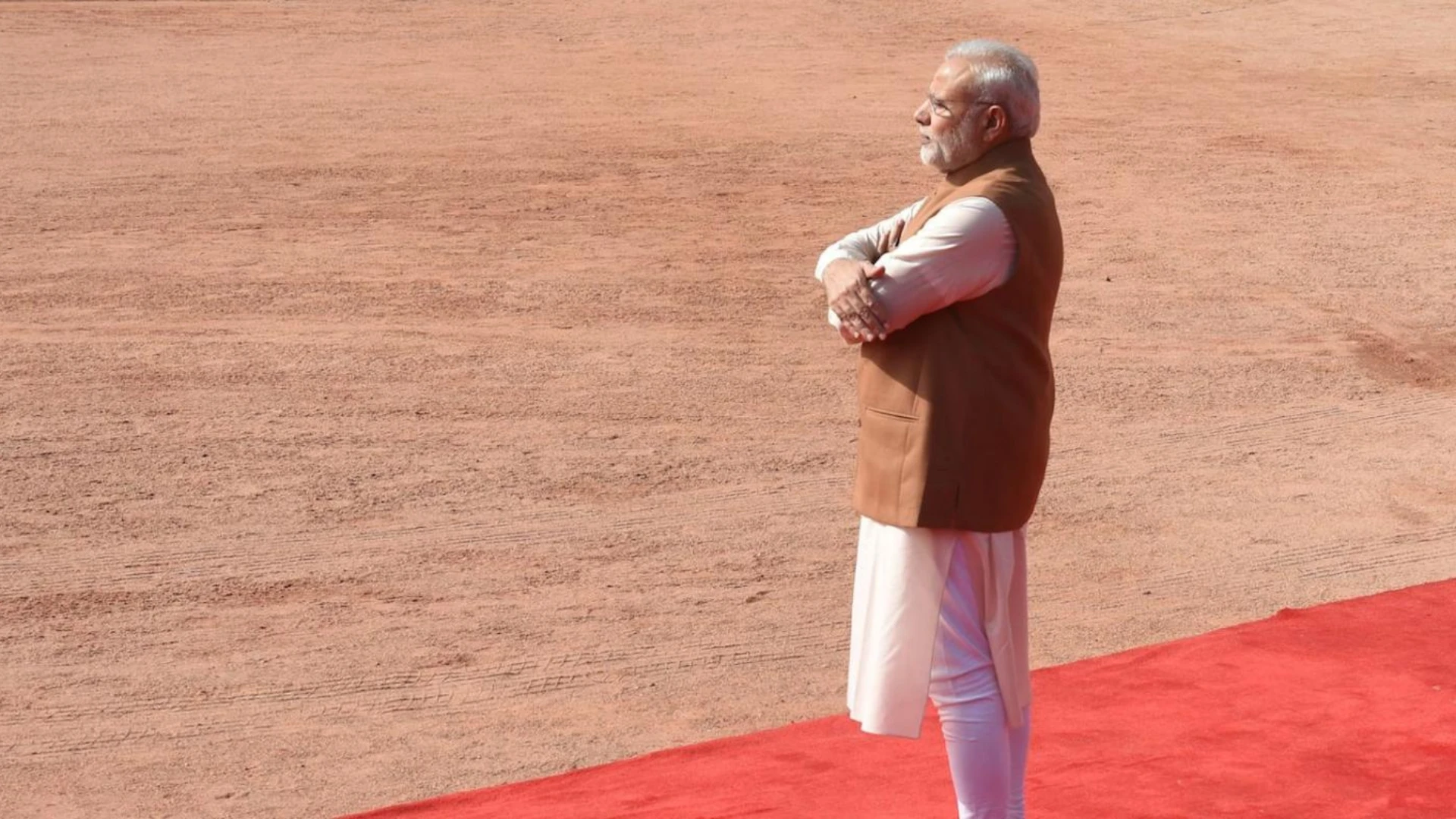 Indian Prime Minister Narendra Modi at an investment summit, promoting foreign direct investment in India.