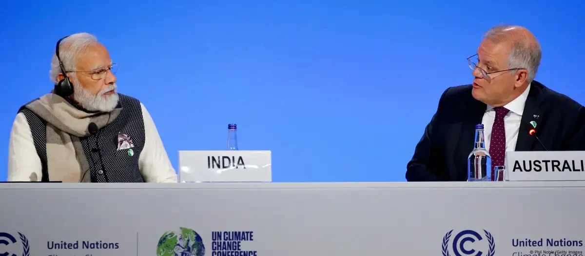 Indian Prime Minister Narendra Modi (left) and Australian Prime Minister Scott Morrison (right)