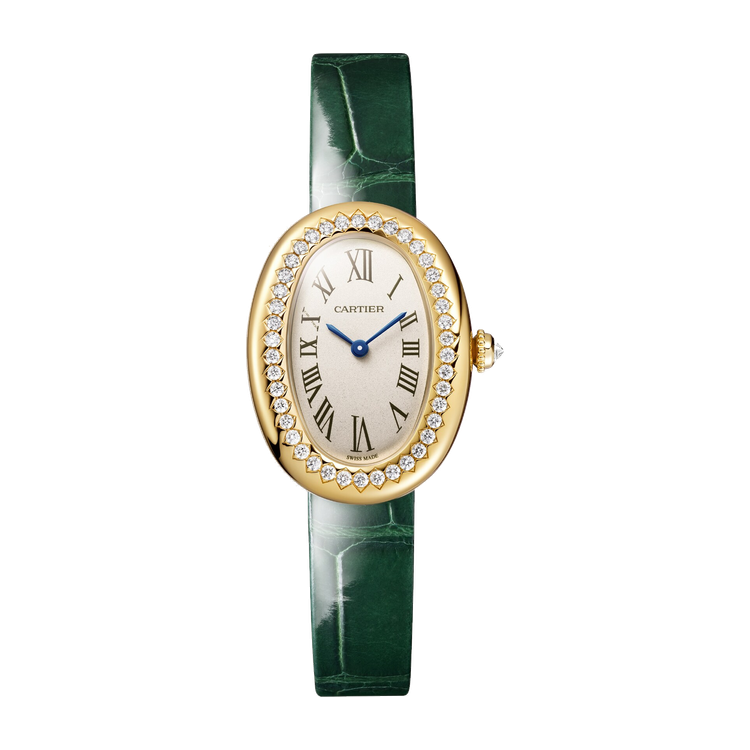 Cartier Baignoire Small Silver Yellow Gold Alligator Leather 23.1mm