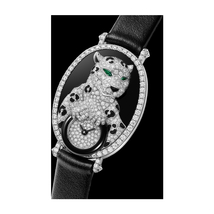 Cartier Panthère Jewelry Diamond Pave White Gold Alligator Leather 25.6mm