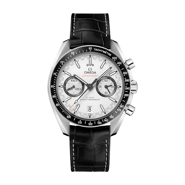Omega Speedmaster Racing White Steel Alligator Leather 44.3mm