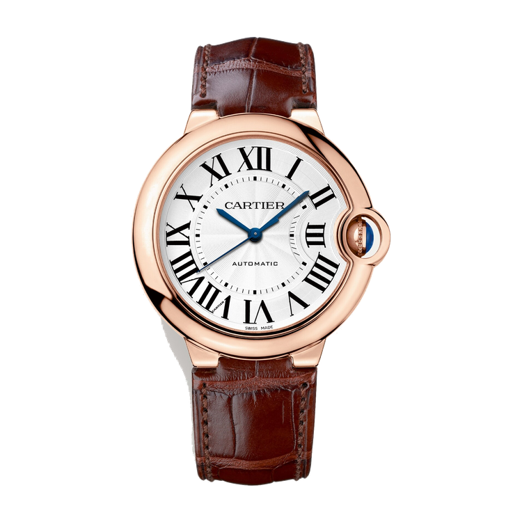 Cartier Ballon Bleu 36 mm Silver Rose Gold Alligator Leather 36mm