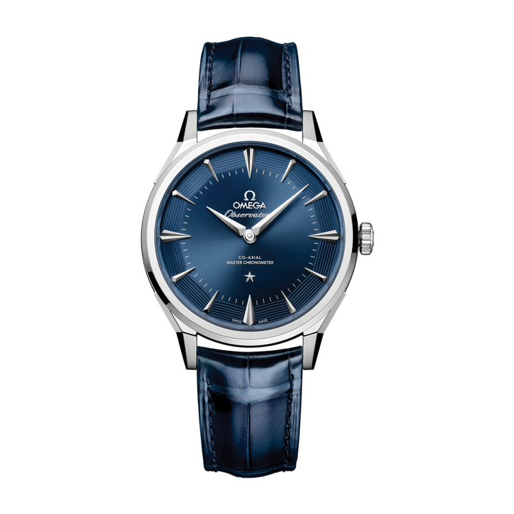 Omega Constellation Globemaster Blue Steel Alligator Leather 39.4mm