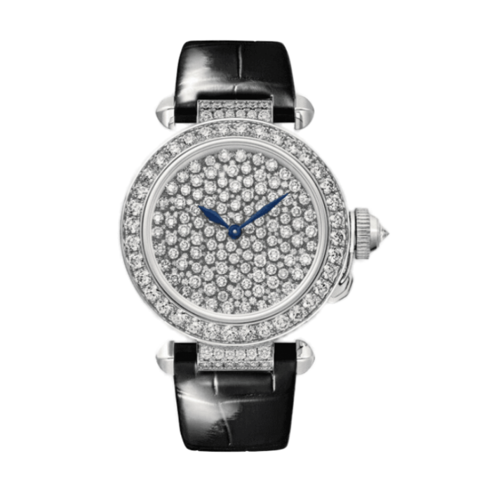 Cartier Pasha Diamond Pave Leather 35mm