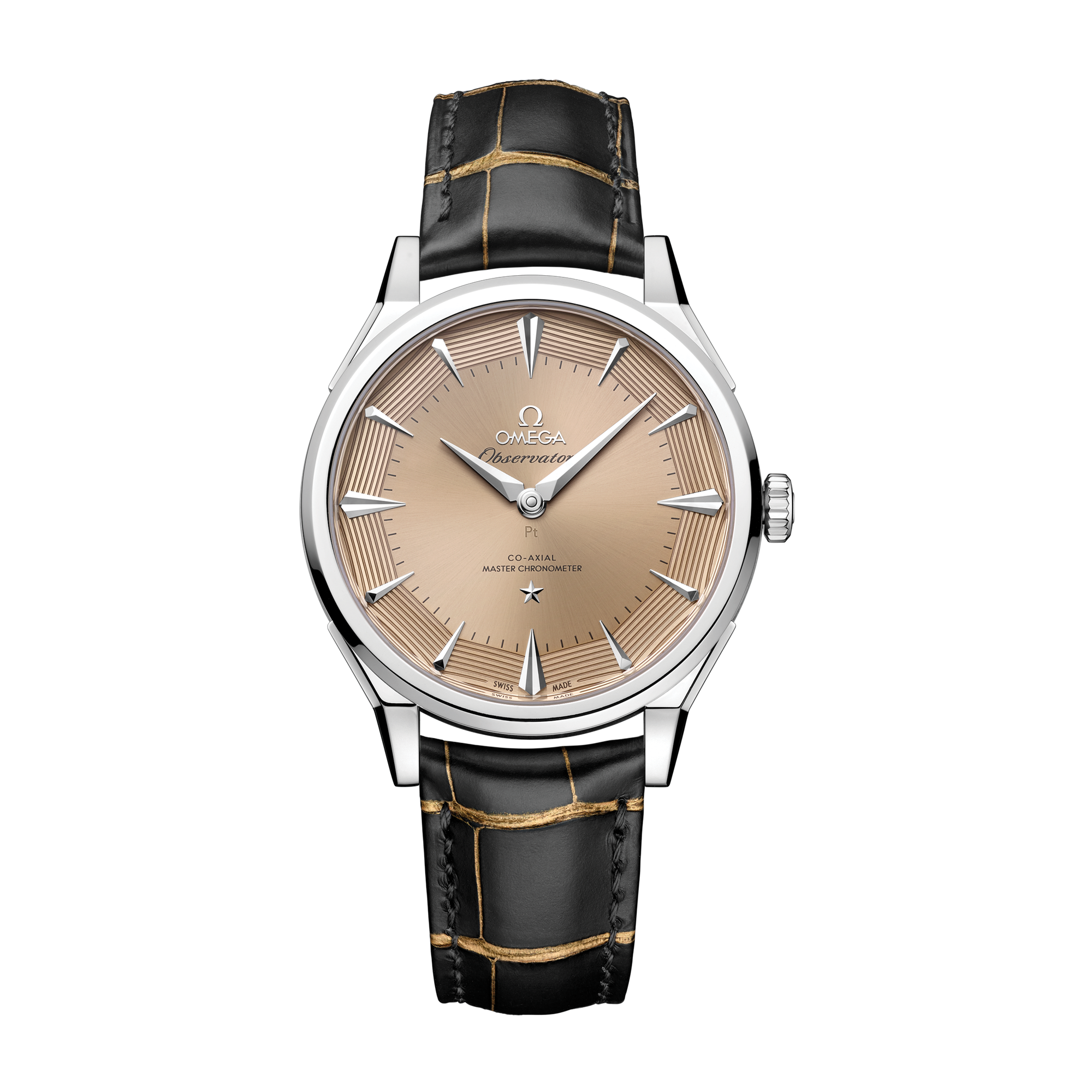 Omega Constellation Globemaster Yellow Platinum Alligator Leather 39.4mm