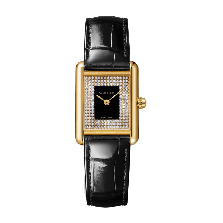 Cartier Tank Louis Cartier Diamond Pave Yellow Gold Alligator Leather 22mm