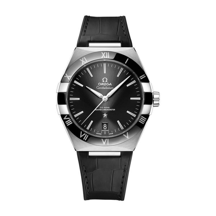 Omega Constellation Black Steel Alligator Leather 41mm