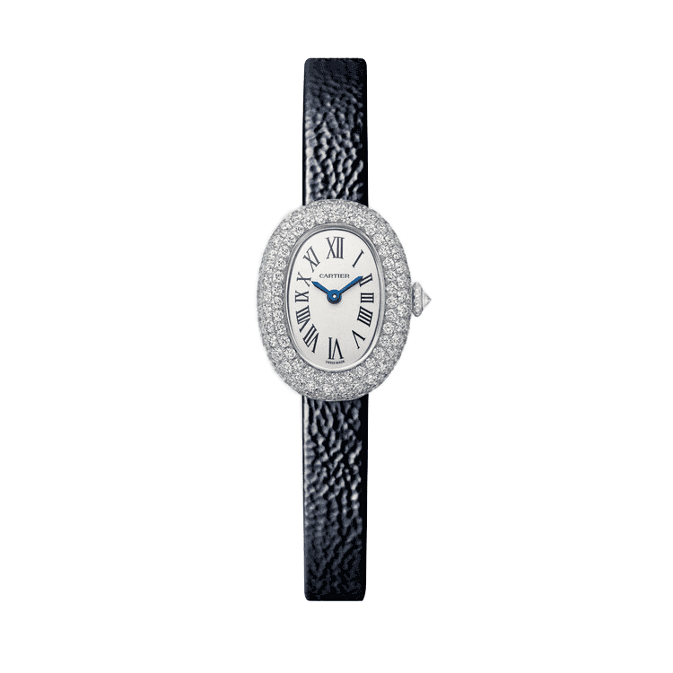 Cartier Baignoire Mini Silver Yellow Gold Leather 18.7mm