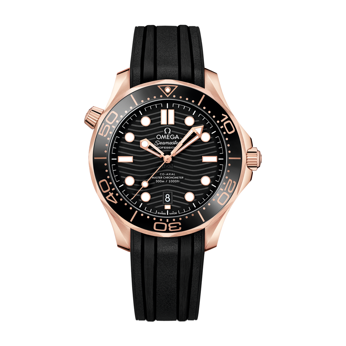 Omega Seamaster Diver 300M Black Rose Gold Rubber 42mm