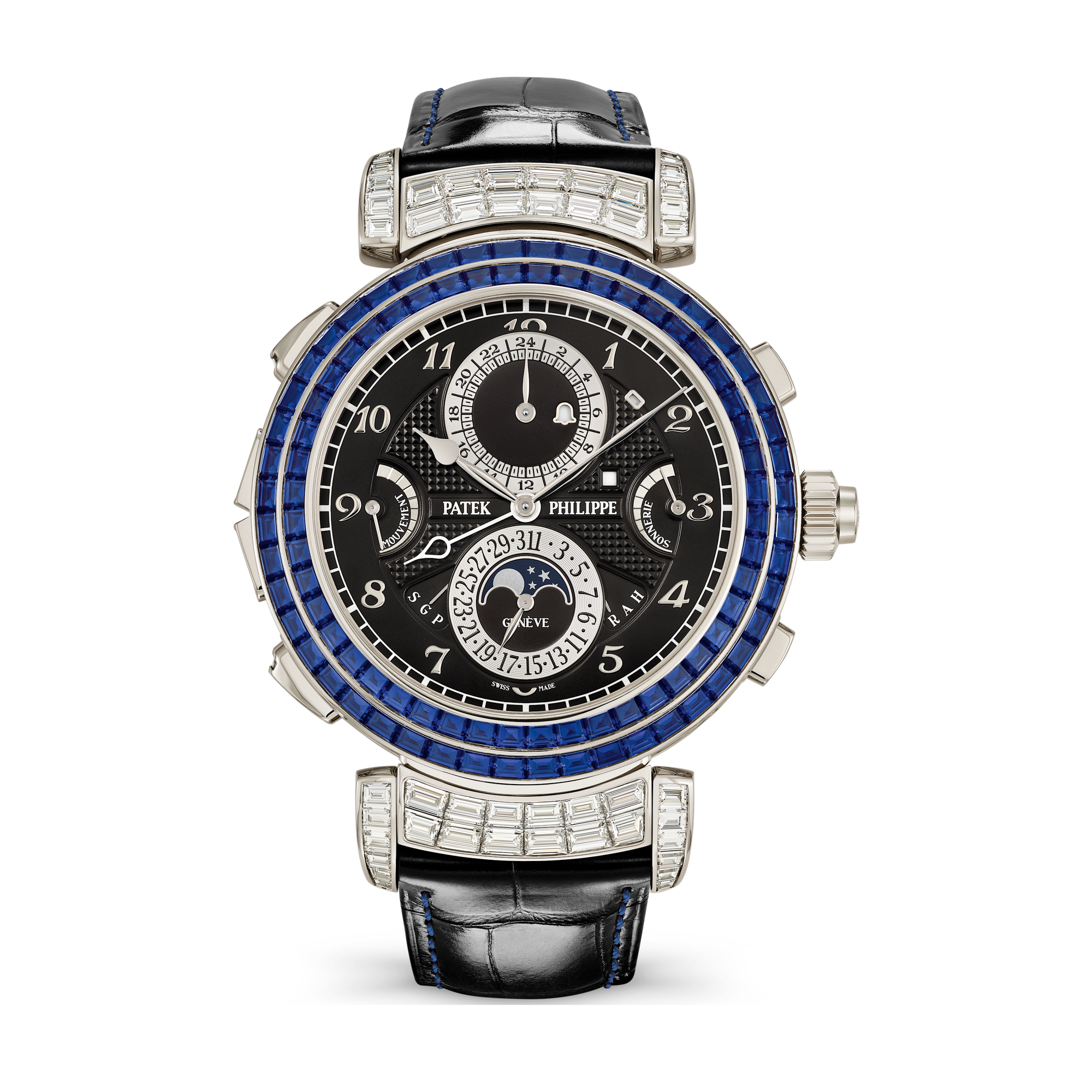 Patek Philippe Grand Complications Grandmaster Chime Black White Gold Alligator Leather 49.4mm