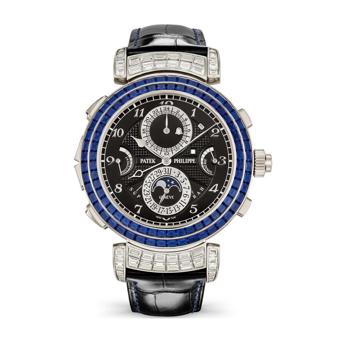 Patek Philippe Grand Complications Grandmaster Chime Black White Gold Alligator Leather 49.4mm
