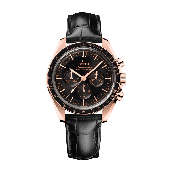 Omega Speedmaster Moonwatch Professional Black Rose Gold Alligator Leather 42mm