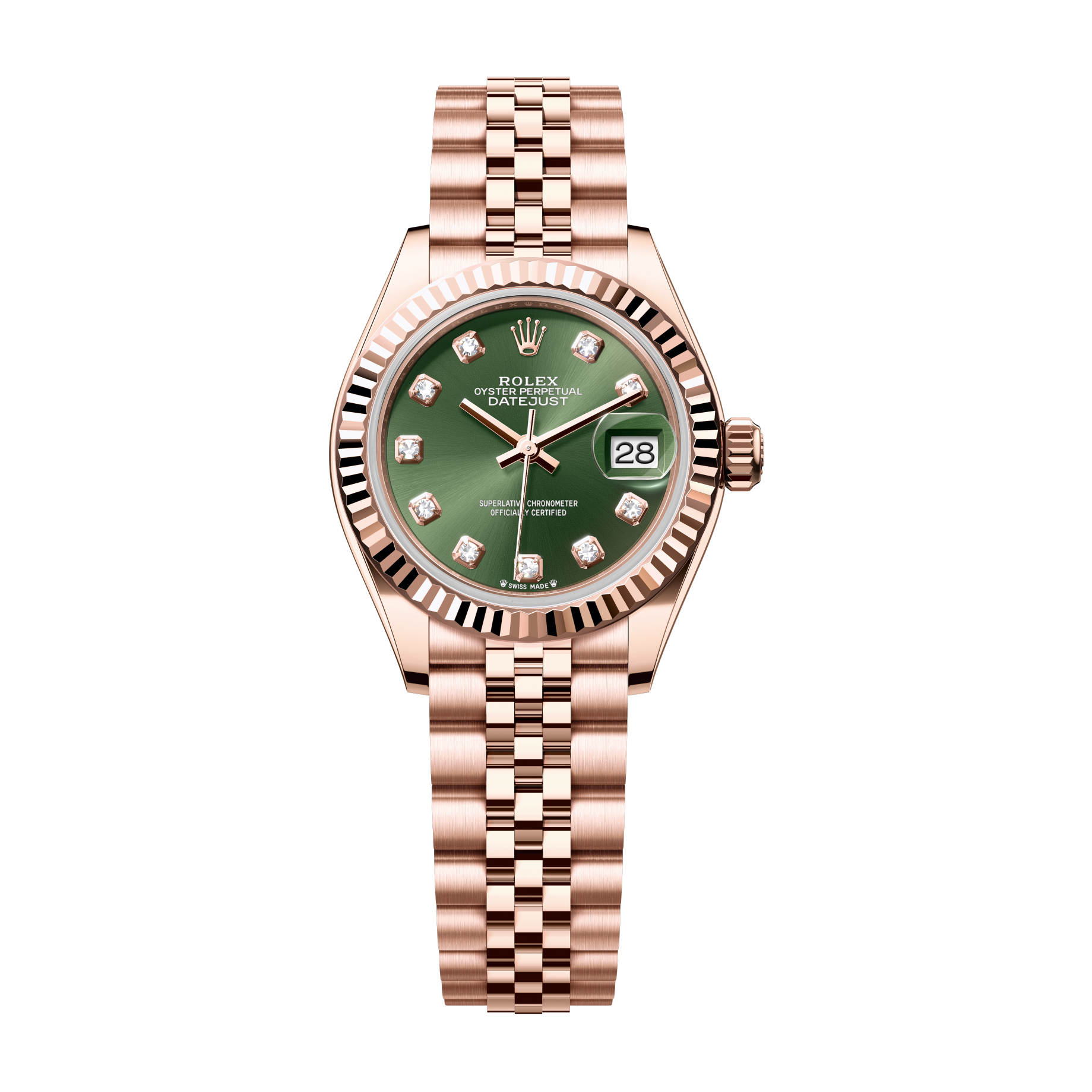 Rolex Lady-Datejust Green Rose Gold 28mm
