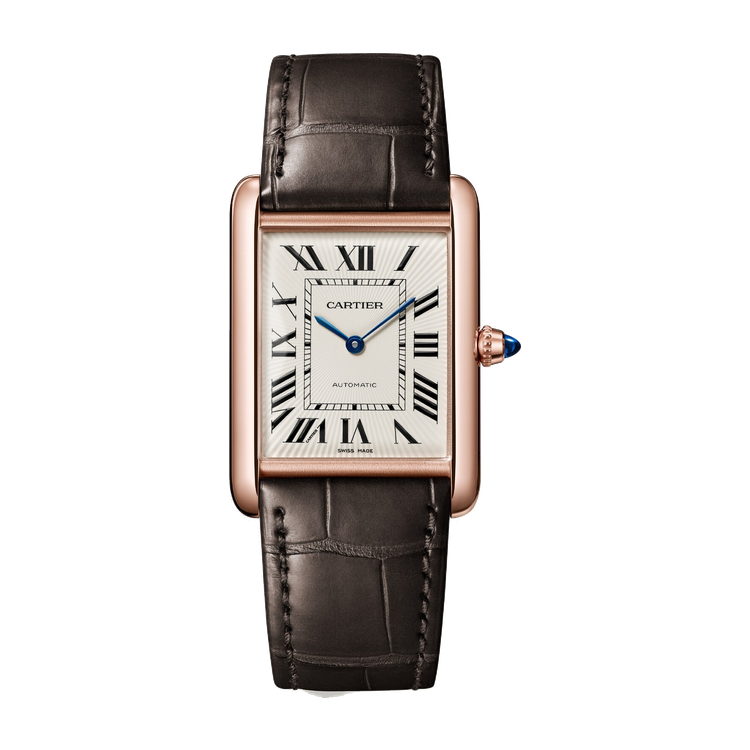 Cartier Tank Louis Cartier Silver Rose Gold Alligator Leather 27.8mm