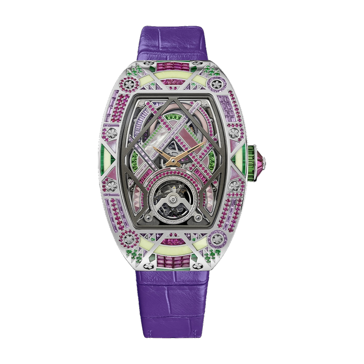 Richard Mille "Violet Variations" RM HJ-02 Skeleton White Gold Alligator Leather 34mm