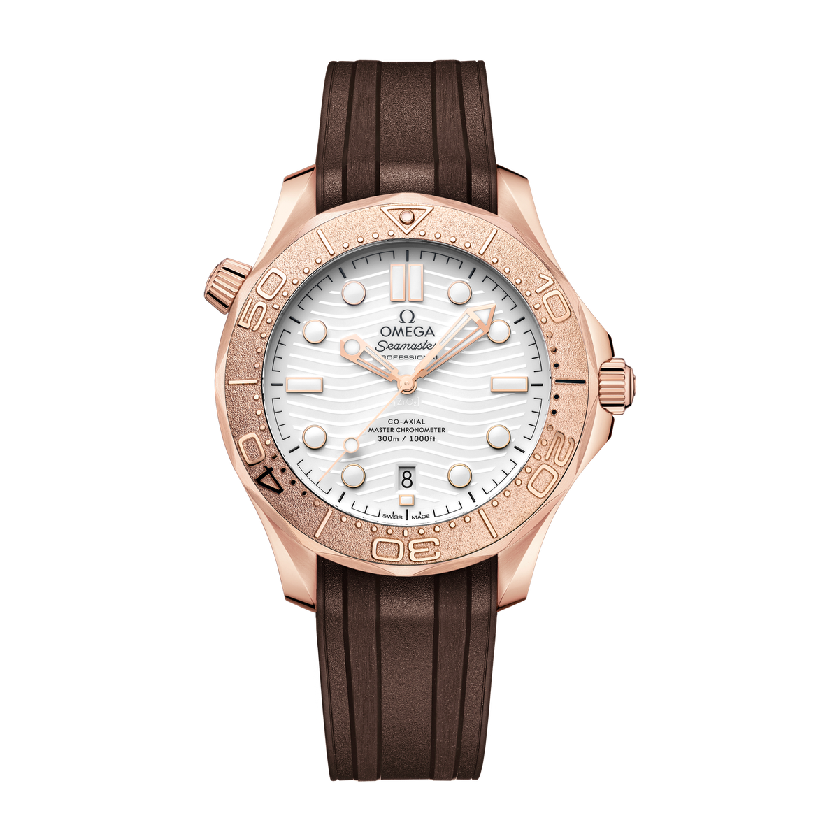 Omega Seamaster Diver 300M White Rose Gold Rubber 42mm