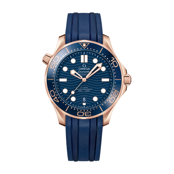 Omega Seamaster Diver 300M Blue Rose Gold Rubber 42mm