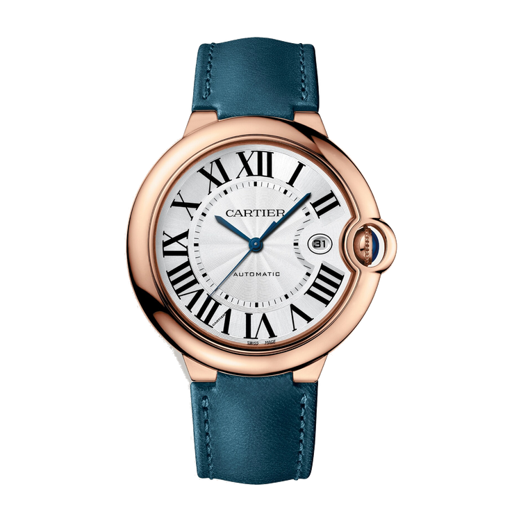 Cartier Ballon Bleu 42 mm Silver Rose Gold Leather 42mm