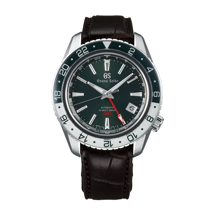 Grand Seiko Sport Triple Time Zone Green Steel Alligator Leather 44.2mm