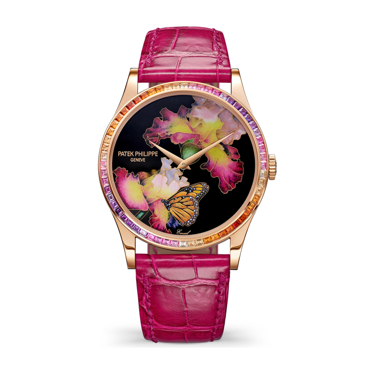 Patek Philippe "Pink Butterfly" Rare Handcrafts Rose Gold Alligator Leather 38mm