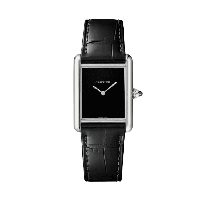 Cartier Tank Must Black Steel Alligator Leather 25.5mm