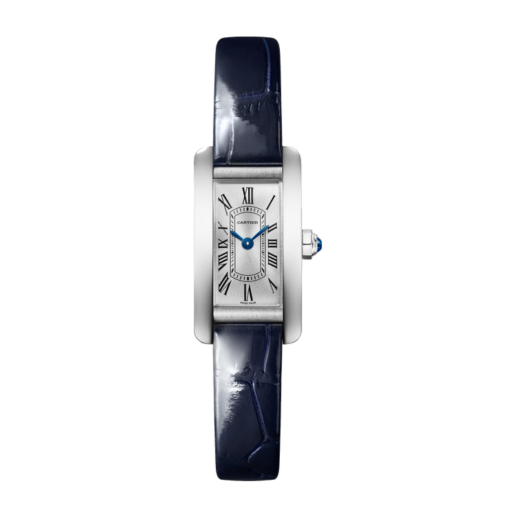 Cartier Tank Américaine Silver Steel Alligator Leather 15.2mm