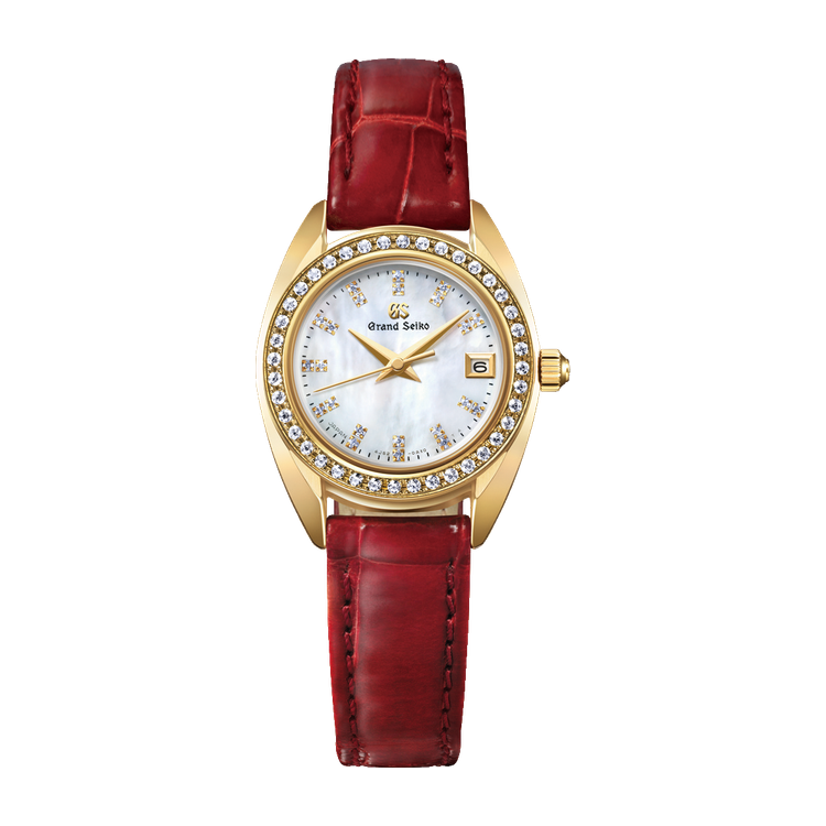 Grand Seiko Heritage Refined Essentials White Yellow Gold Alligator Leather 26mm
