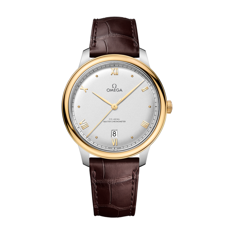 Omega De Ville Prestige Silver Two-Tone Alligator Leather 40mm