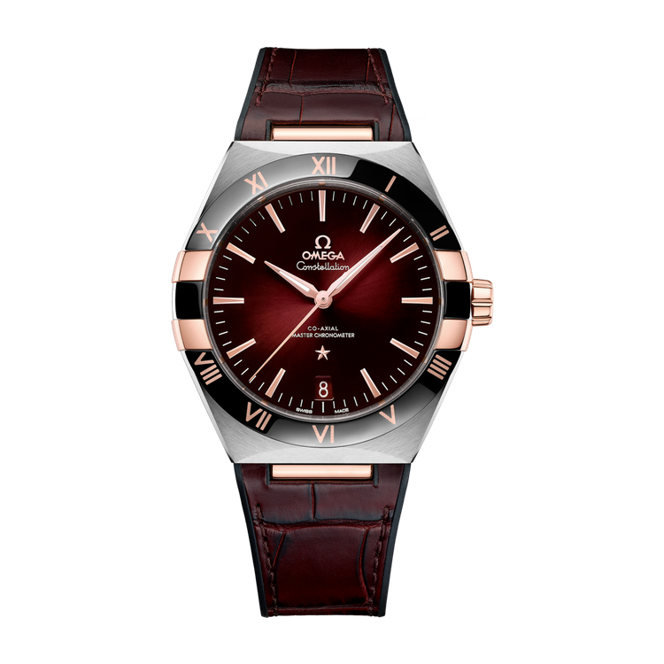 Omega Constellation Red Two-Tone Alligator Leather 41mm