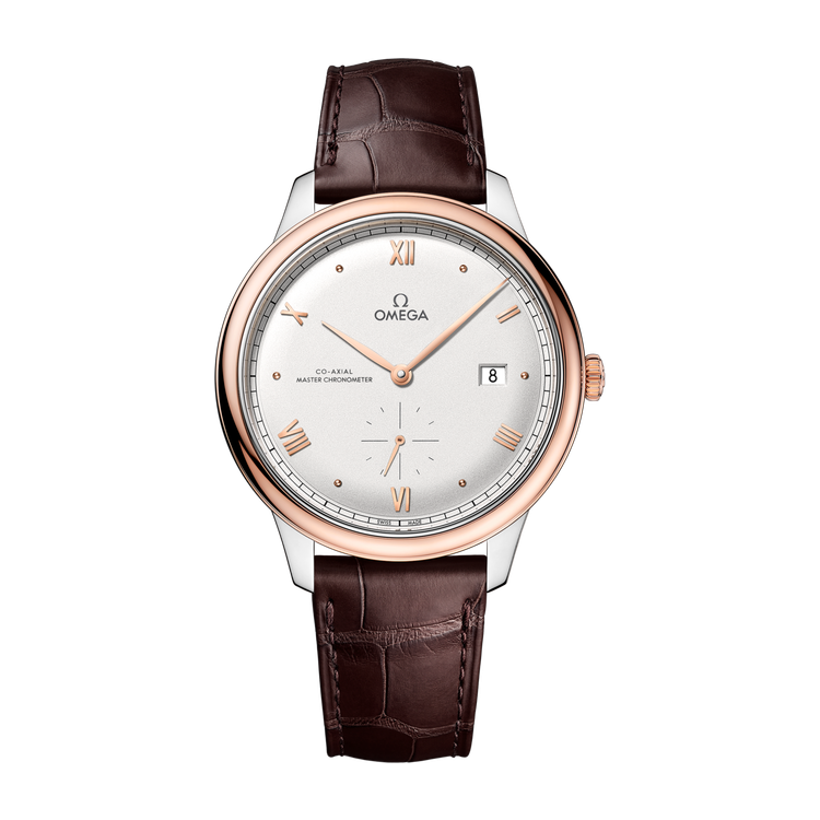 Omega De Ville Prestige Silver Two-Tone Alligator Leather 41mm
