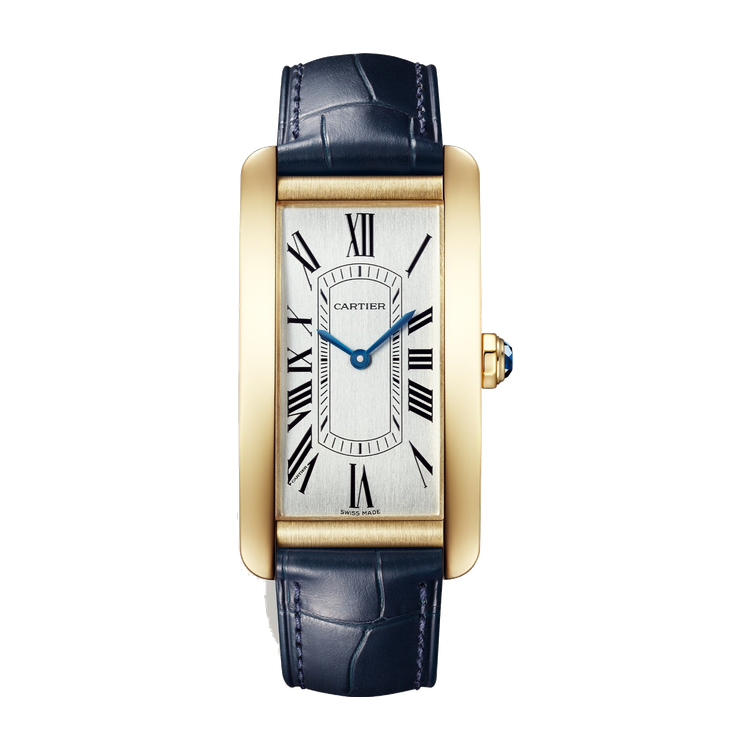 Cartier Tank Américaine Silver Yellow Gold Alligator Leather 24.4mm