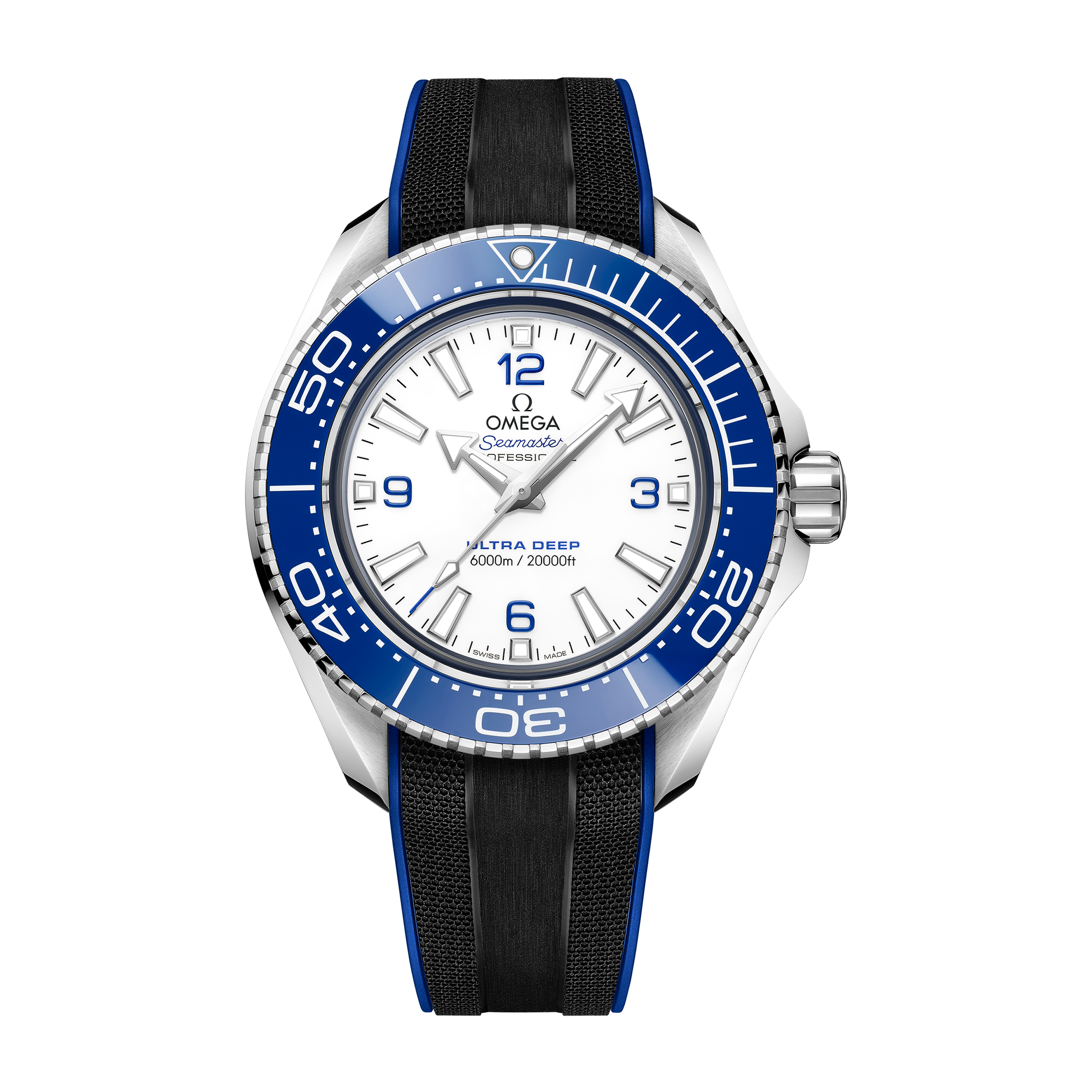 Omega "Ultra Deep" Seamaster Planet Ocean 6000M White Steel Rubber 45.5mm