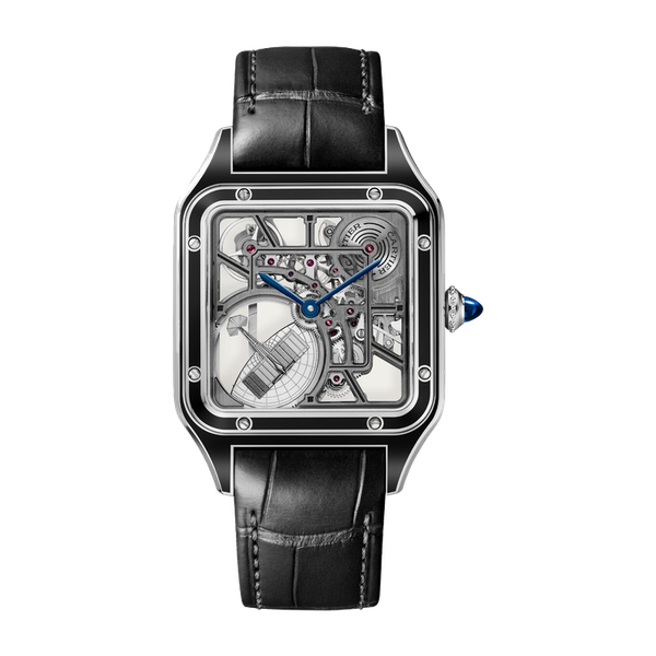 Cartier Santos-Dumont Skeleton Steel Alligator Leather 31.4mm