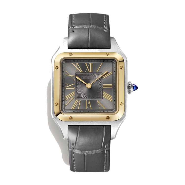 Cartier Santos-Dumont Large Grey Two-Tone Alligator Leather 31.4mm