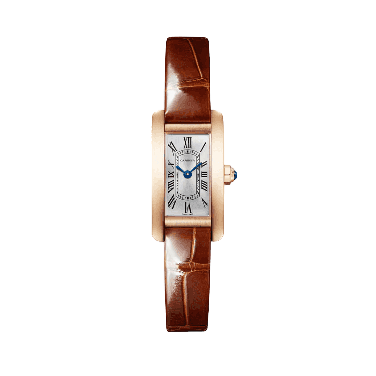 Cartier Tank Américaine Silver Rose Gold Alligator Leather 15.2mm