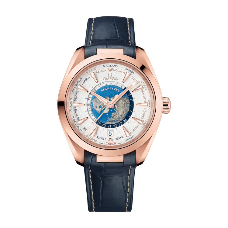 Omega Seamaster Aqua Terra 150M Silver Rose Gold Alligator Leather 43mm