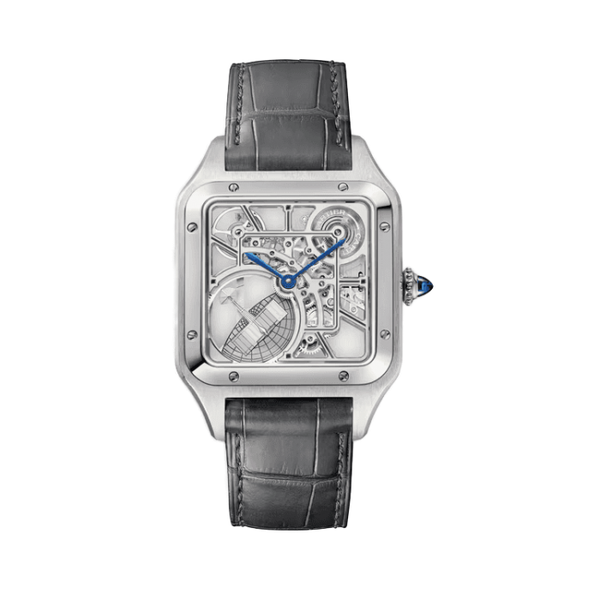 Cartier Santos-Dumont Skeleton Steel Alligator Leather 31.4mm