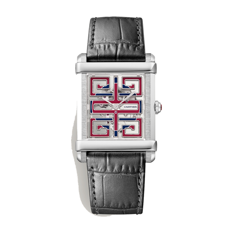 Cartier Tank Chinoise Skeleton Platinum Leather 29.2mm