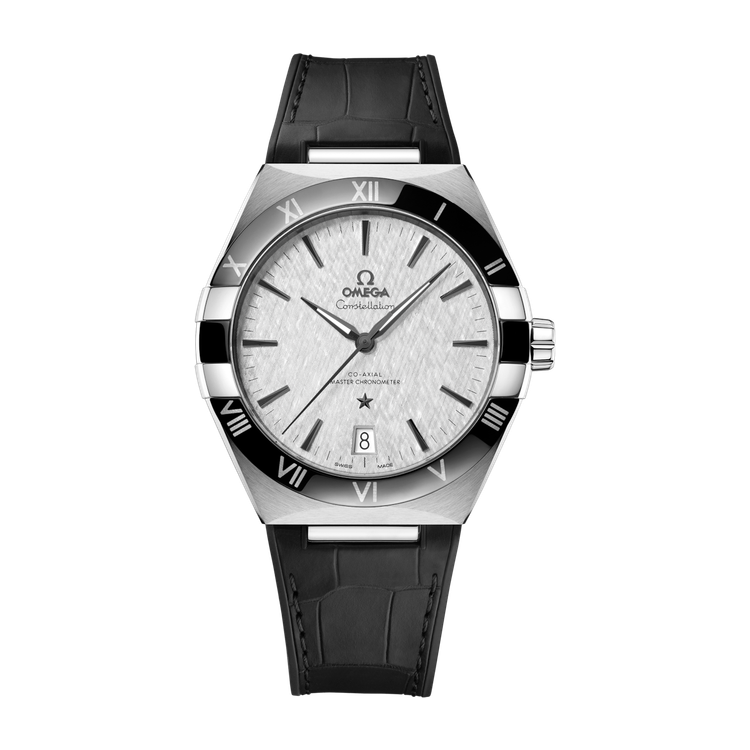 Omega Constellation Grey Steel Alligator Leather 41mm