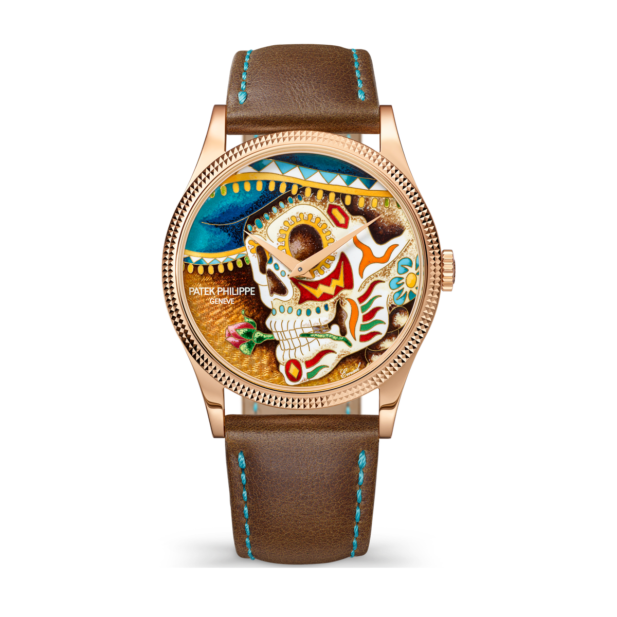 Patek Philippe "The Man with a Rose" Rare Handcrafts Orange Rose Gold Leather 38mm