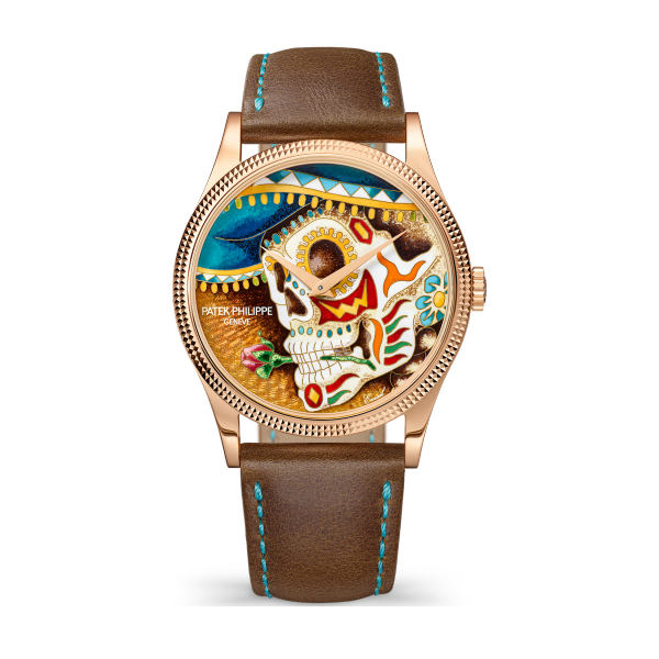 Patek Philippe "The Man with a Rose" Rare Handcrafts Orange Rose Gold Leather 38mm
