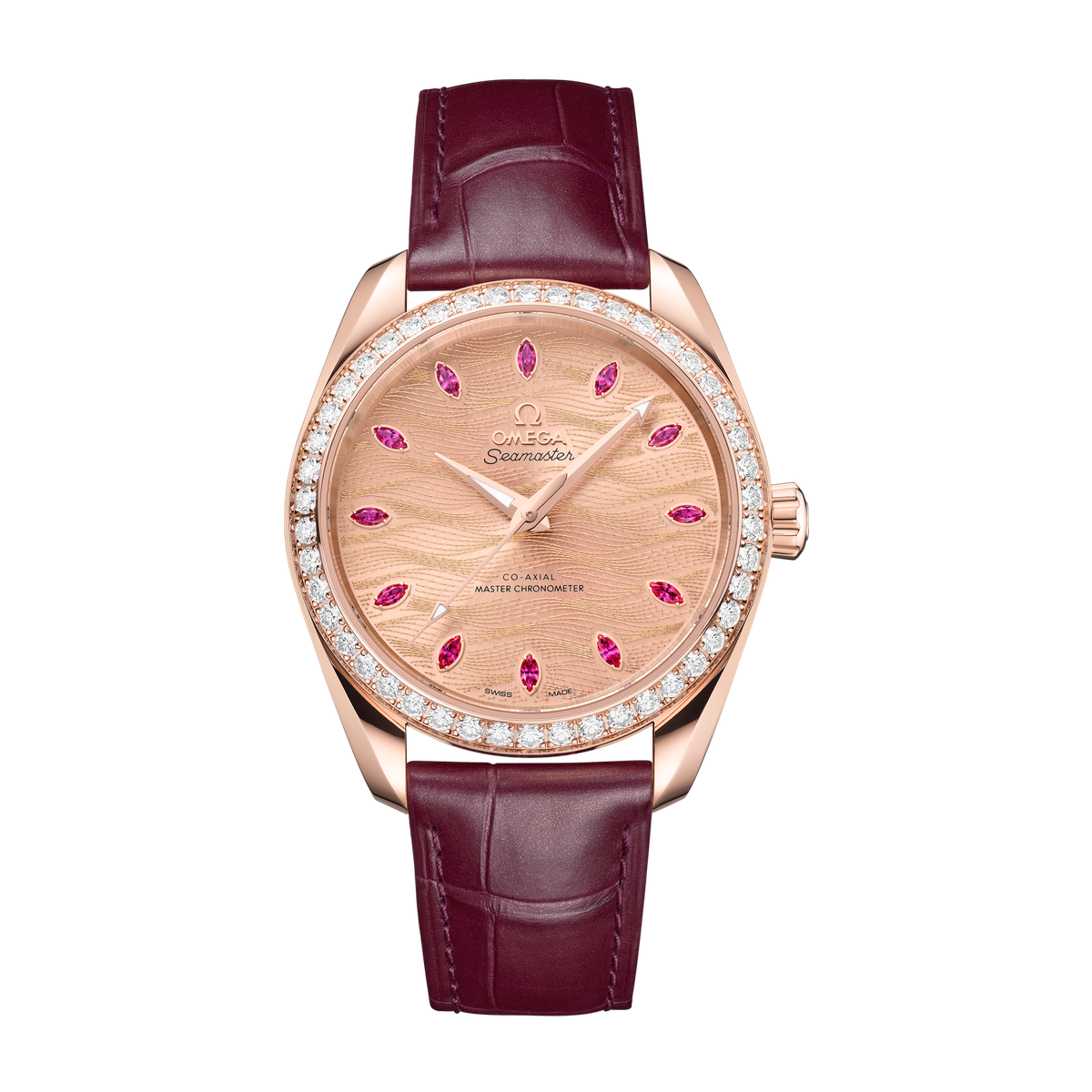 Omega Seamaster Aqua Terra 150M Pink Rose Gold Alligator Leather 38mm