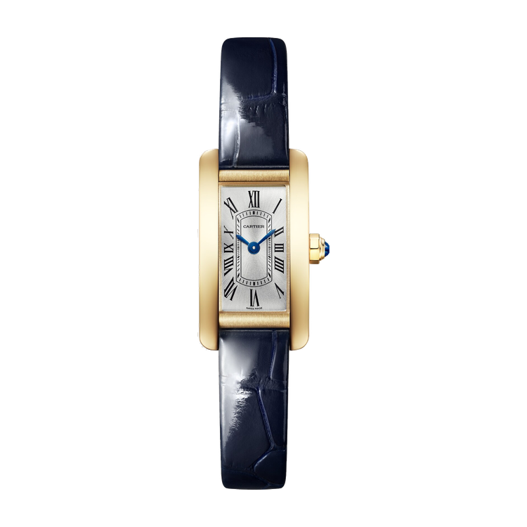 Cartier Tank Américaine Silver Yellow Gold Alligator Leather 15.2mm