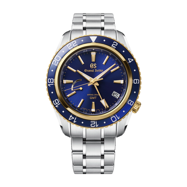 Grand Seiko Sport Triple Time Zone Blue Two-Tone Alligator Leather 44mm