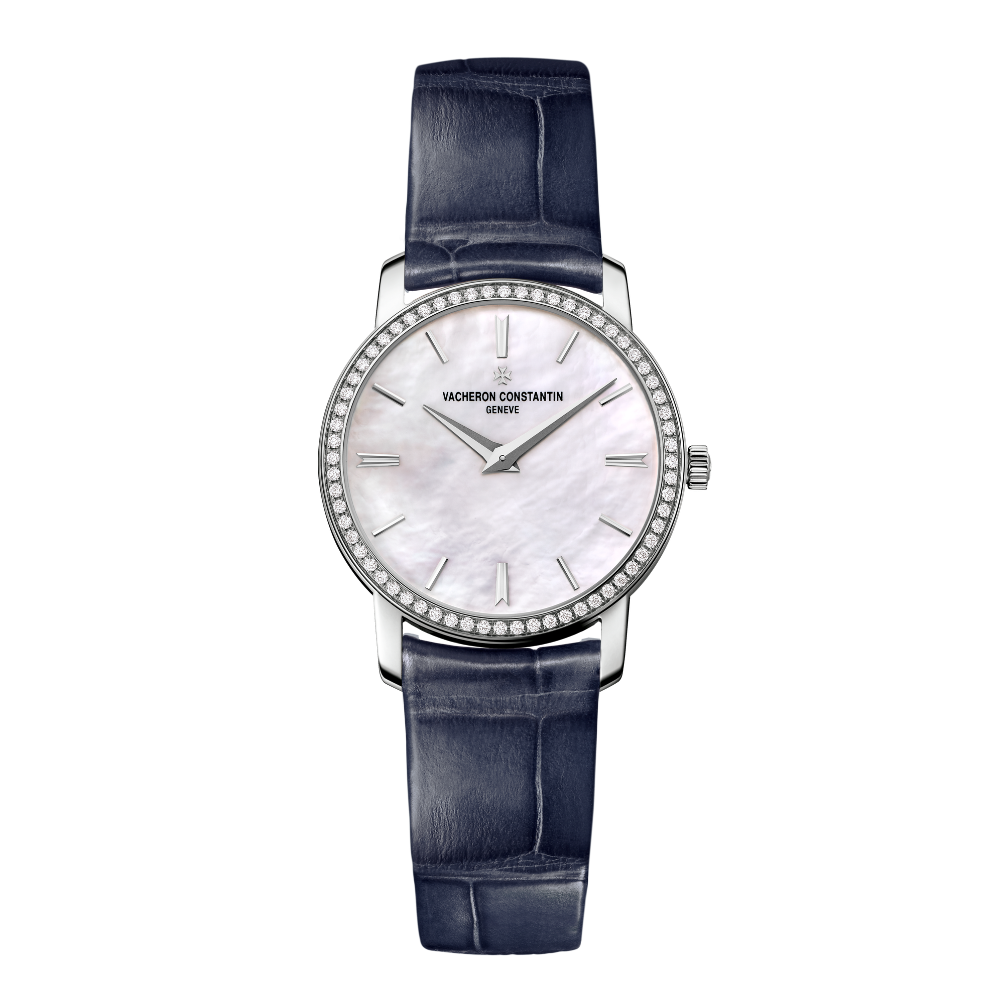 Vacheron Constantin Traditionnelle Quartz Mother of Pearl White Gold Alligator Leather 30mm