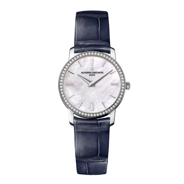 Vacheron Constantin Traditionnelle Quartz Mother of Pearl White Gold Alligator Leather 30mm