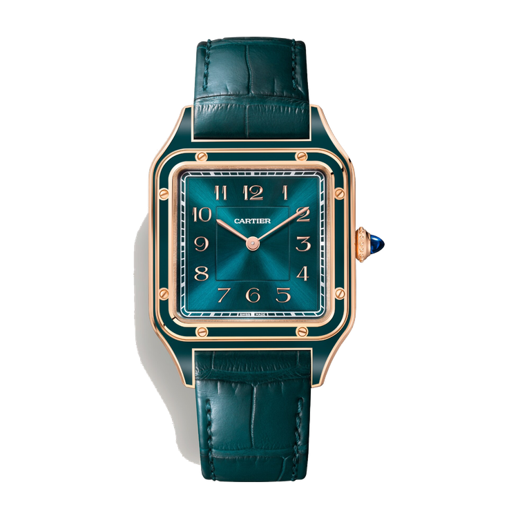 Cartier Santos-Dumont Large Blue Rose Gold Alligator Leather 31.4mm